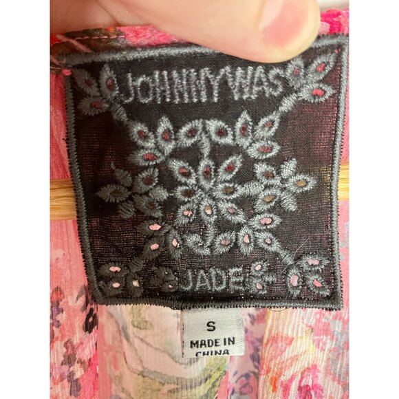 Johnny Was Adore Floral Sheer Boho Dress Button Detail & Tassel Tie Multicolor S - Picture 7 of 13